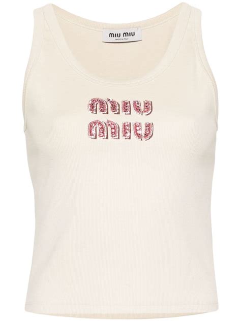 miu miu logo tank top|miu miou tops.